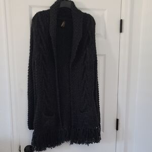 Stetson Black Knit Cardigan with Fringe